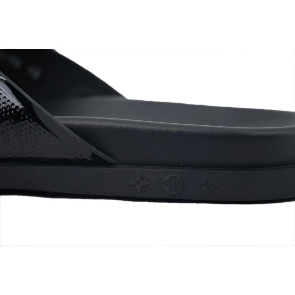 Louis Vuitton Flip Flop Sandal Full-Lettering Logo Jet Black Leather