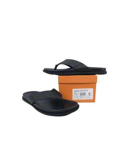 Louis Vuitton Flip Flop Sandal Full-Lettering Logo Matte Black