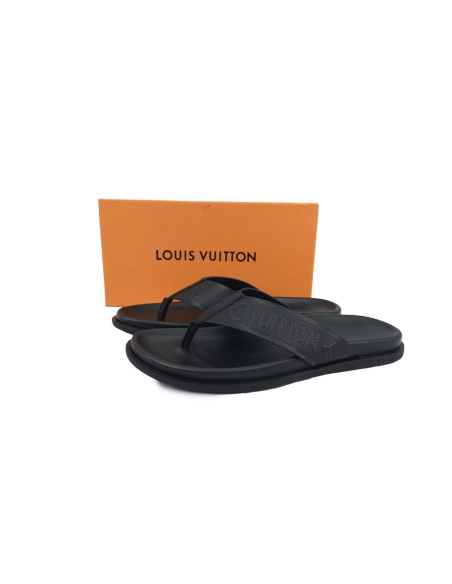 Louis Vuitton Flip Flop Sandal Full-Lettering Logo Matte Black