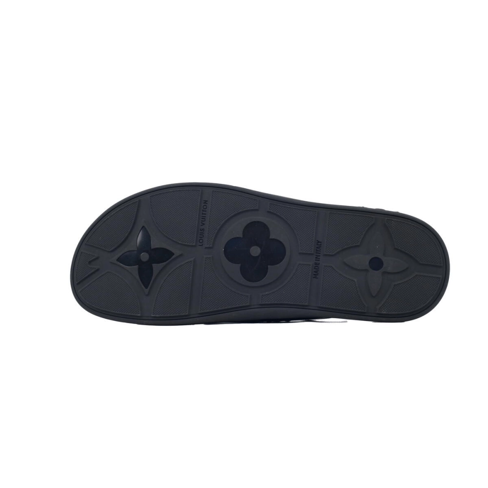 Louis Vuitton Flip Flop Sandal Full-Lettering Logo Matte Black