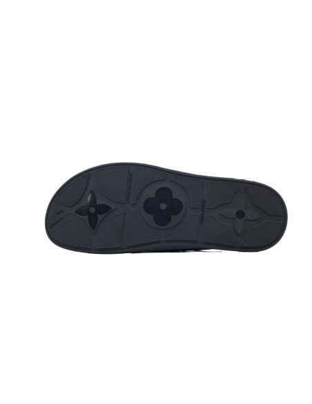 Louis Vuitton Flip Flop Sandal Full-Lettering Logo Matte Black