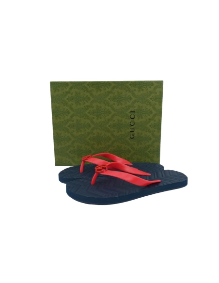 Gucci Slippers Double G Blue Red