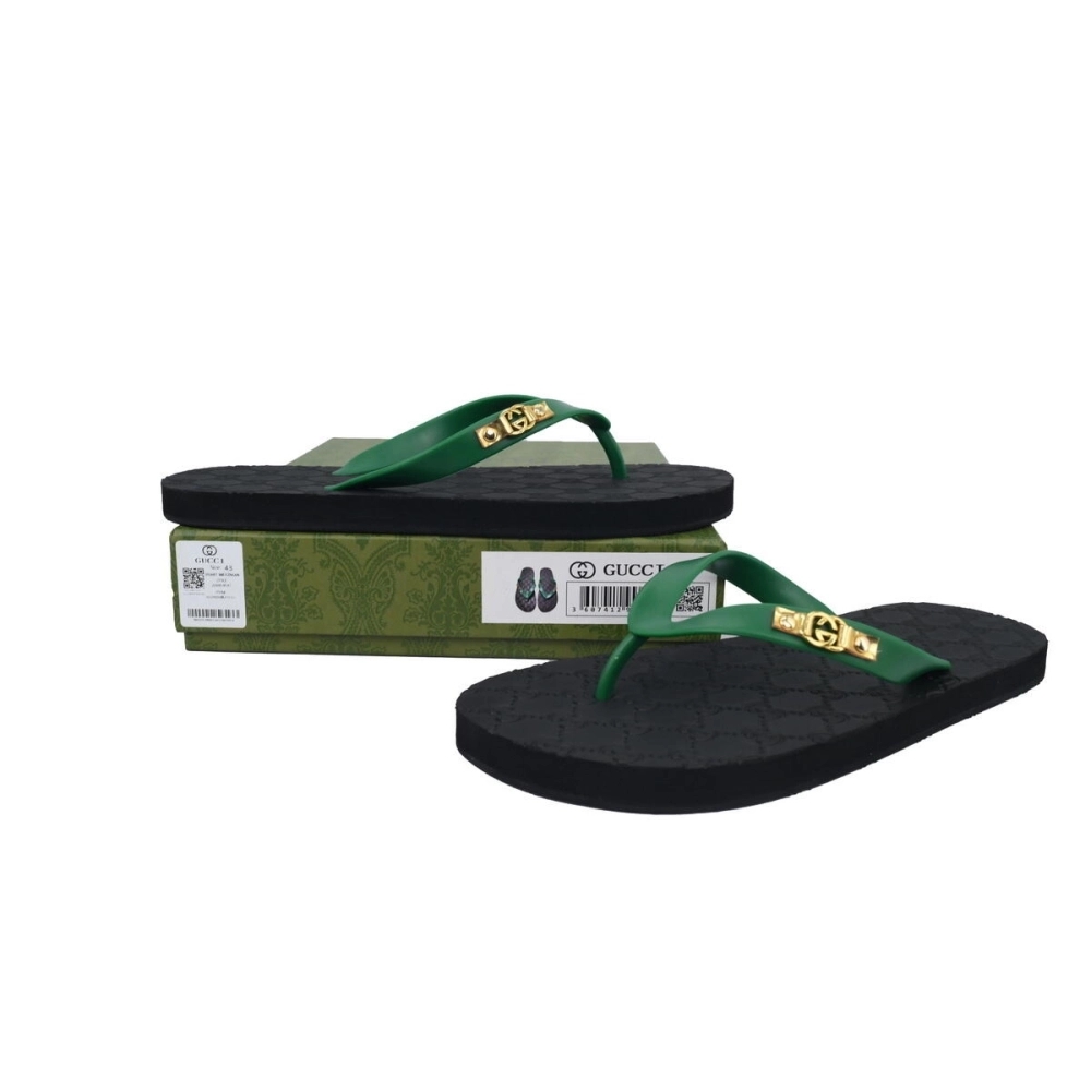 Gucci Slippers Double G Black Green