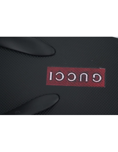 Gucci Slippers Double G Red Patterned Logo Insole All black