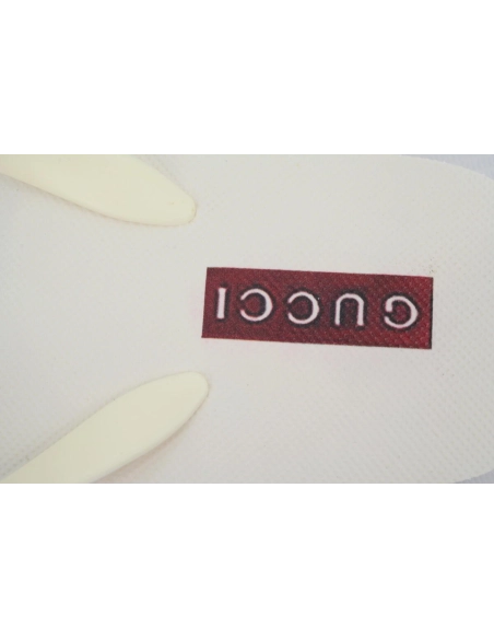 Gucci Slippers Double G Black Patterned Logo Insole All White