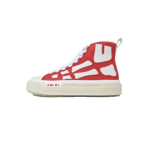 AMIRI Skel Court Hi Sneakers Cotton Canvas and Buffed Leather Sneakers Red