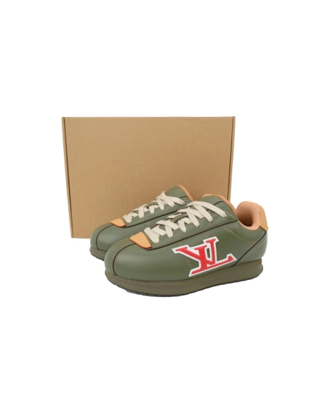 LV BUTTERSOFT Sneaker Lambskin/Plain Calf x Nigo Dark Green