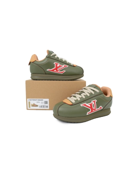 LV BUTTERSOFT Sneaker Lambskin/Plain Calf x Nigo Dark Green