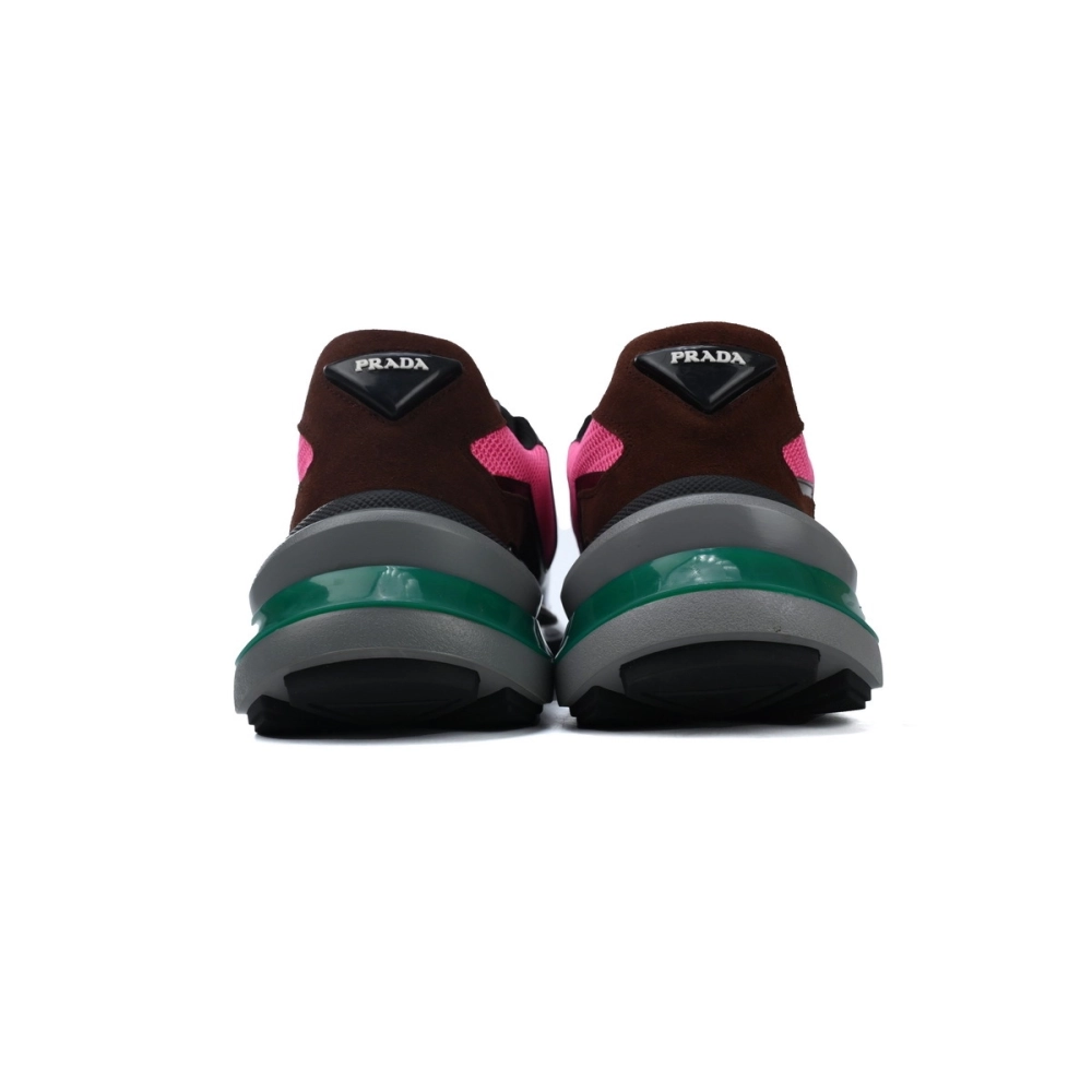 Prada Prada Brushed Leather Sneakers Bike Fabric Suede Garnet Peony Pink 2EG424_3LNN_F0KFF