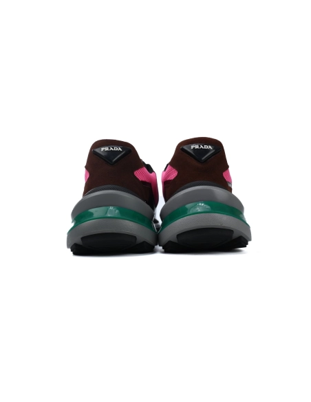 Prada Prada Brushed Leather Sneakers Bike Fabric Suede Garnet Peony Pink 2EG424_3LNN_F0KFF