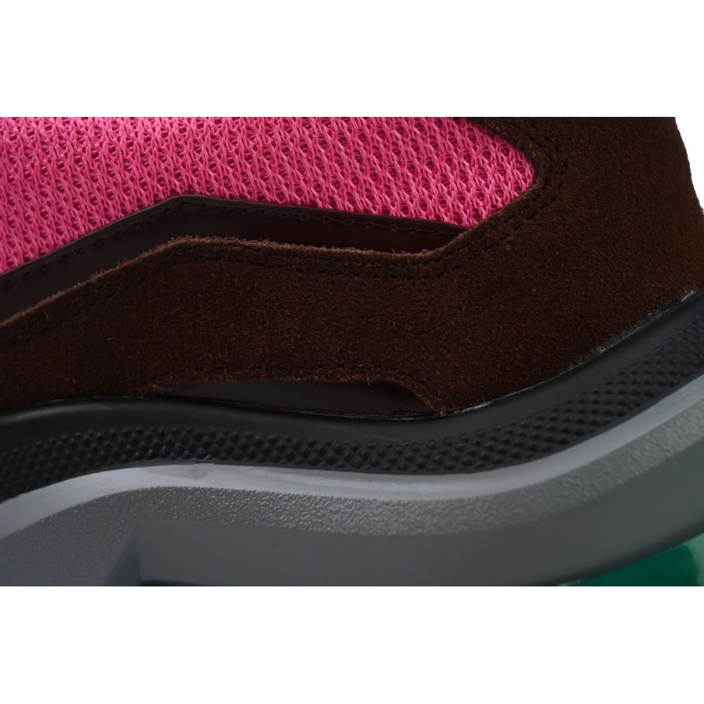 Prada Prada Brushed Leather Sneakers Bike Fabric Suede Garnet Peony Pink 2EG424_3LNN_F0KFF