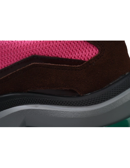 Prada Prada Brushed Leather Sneakers Bike Fabric Suede Garnet Peony Pink 2EG424_3LNN_F0KFF