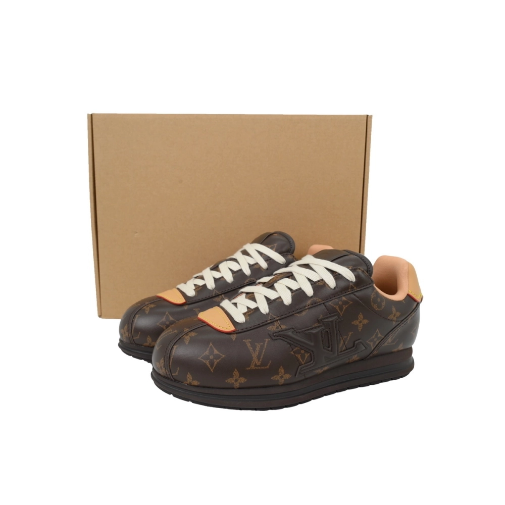 LV BUTTERSOFT Sneaker Lambskin/Plain Calf x Nigo Dark Brown Monogram Pattern