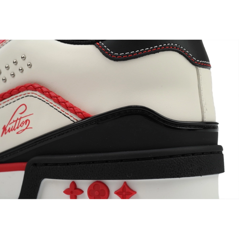 Louis Vuitton Trainer Sneaker White Red Black 1AD7JR