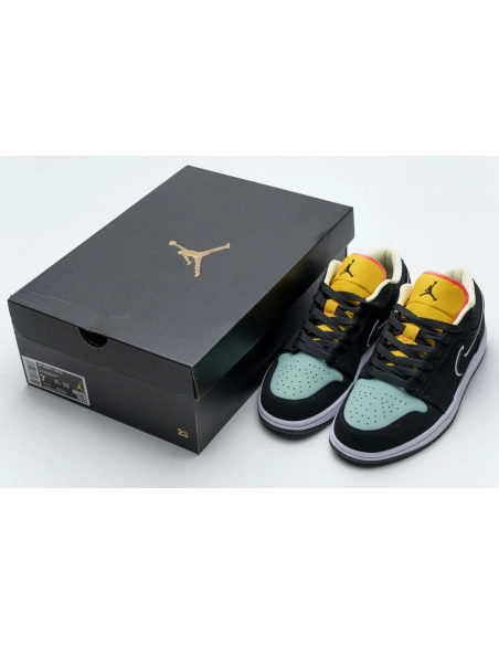 Air Jordan 1 Low Black Aurora Green Laser Orange CK3022-013