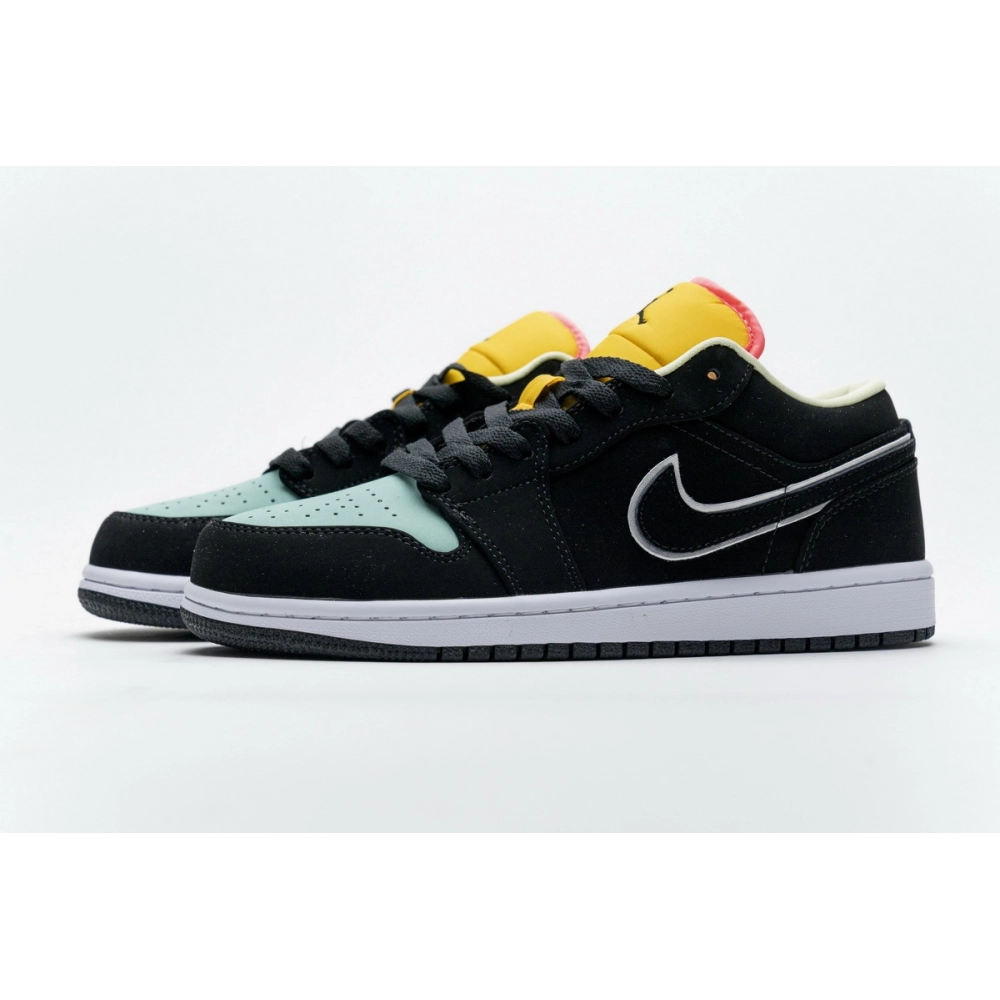 Air Jordan 1 Low Black Aurora Green Laser Orange CK3022-013